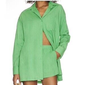 BEACH RIOT Alexa Top in Island Green  Light Long Coverup?